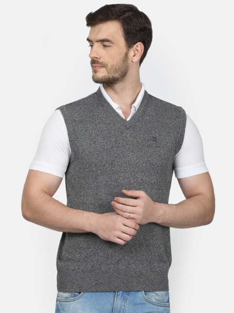 

Monte Carlo Men Grey Melange Solid Sweater Vest