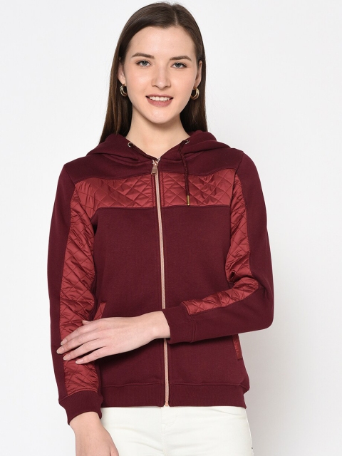 

METTLE Women Maroon Solid Sweatshirt