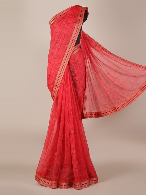 

Pothys Pink Printed Saree with Zari Border
