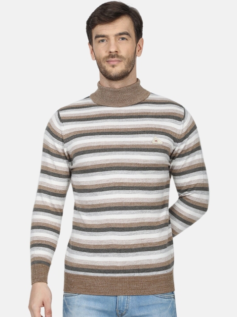 

Monte Carlo Men Beige & Brown Striped Pullover Sweater