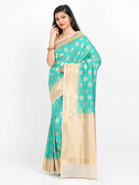

SABOO COLLECTIONS Green Pure Silk Woven Design Muga Saree