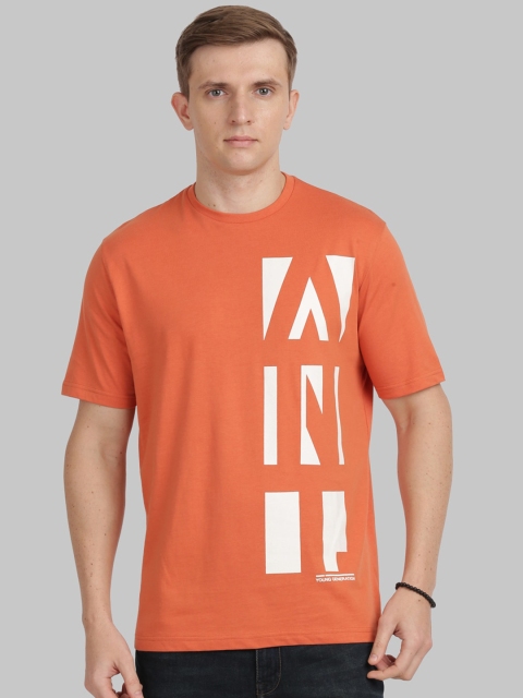 

ANTHEM Men Orange Printed Round Neck T-shirt