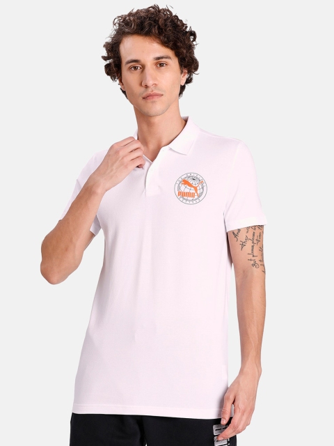 

Puma Men White Solid Polo Collar T-shirt