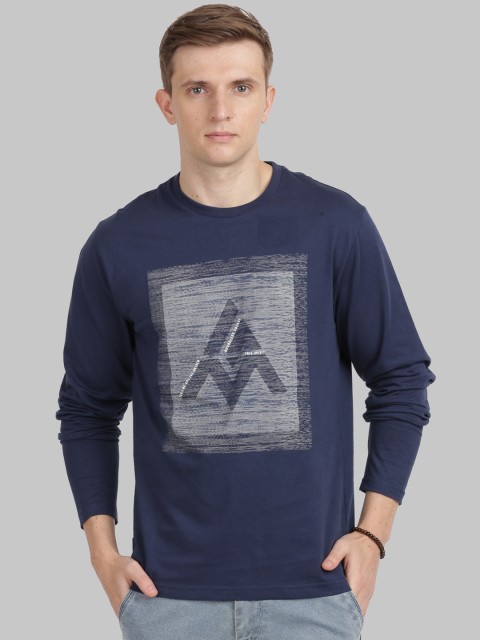 

ANTHEM Men Navy Blue Colourblocked Round Neck T-shirt
