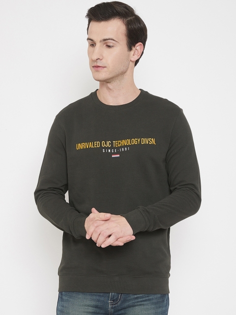 

Octave Men Olive Green Printed Round Neck T-shirt