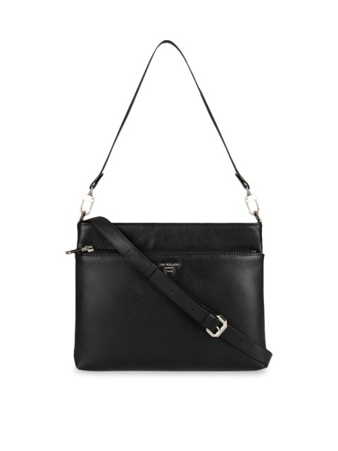 

Da Milano Black Solid Leather Sling Bag