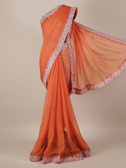 

Pothys Orange & Off-White Poly Georgette Printed Saree