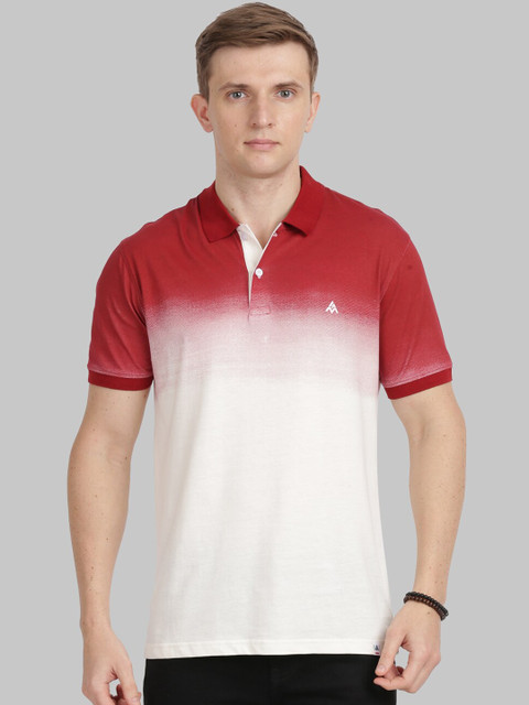 

ANTHEM Men Off-White & Red Printed Polo Collar Cotton T-shirt