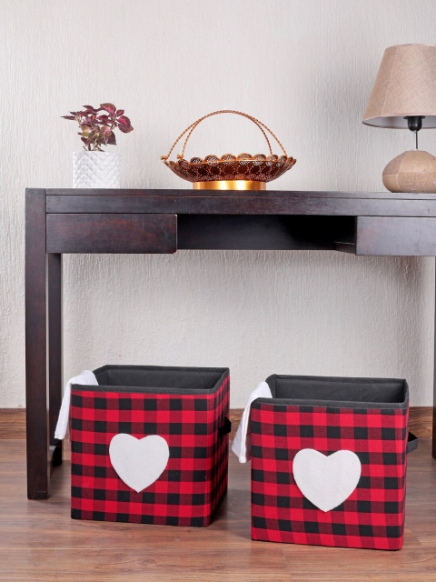 

My Gift Booth Set Of 2 Red & Black Checked Sustainable Storage Cube