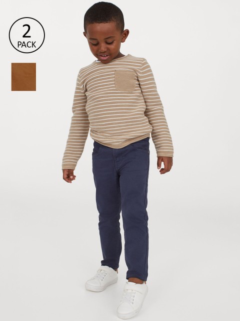 

H&M Boys Navy Blue & Brown 2-Pack Slim Fit Twill Trousers