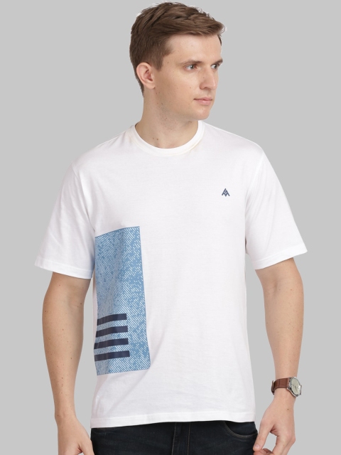 

ANTHEM Men White Striped Round Neck T-shirt