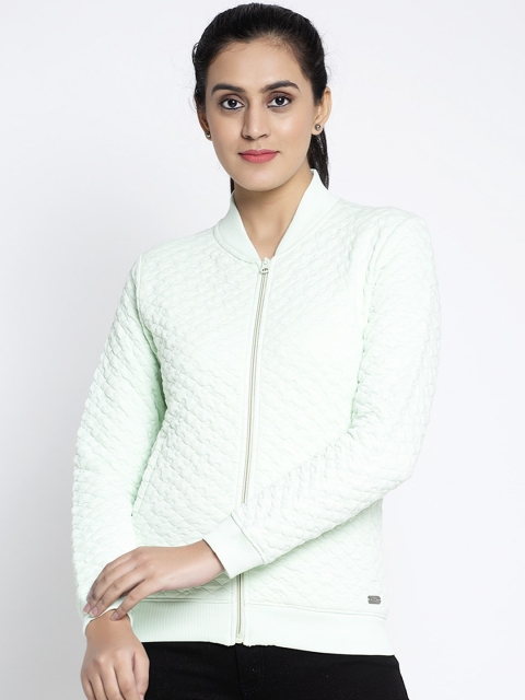 

Global Republic Women Sea Green Self Design Sweatshirt