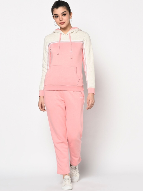 

METTLE Women Pink & Off-White Colourblocked Tracksuit