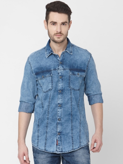 

Mufti Men Blue Slim Fit Faded Cotton Casual Shirt