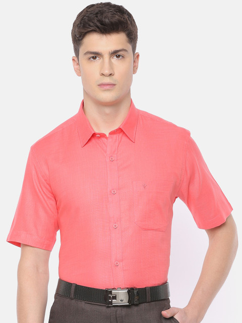 

RAMRAJ COTTON Men Coral Regular Fit Solid Casual Shirt