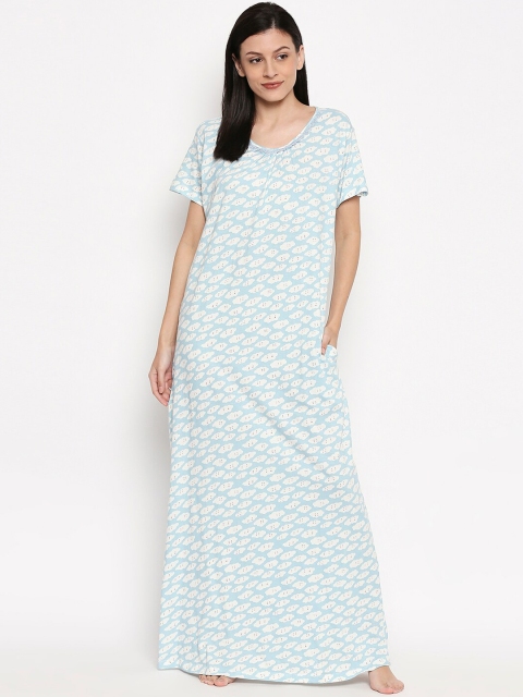 

XIN Blue & White Printed Nightdress