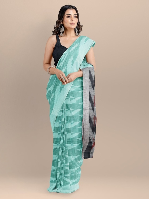 

BharatSthali Blue Printed Ikat Saree