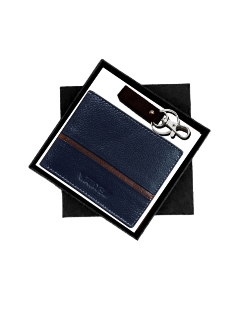 

ABYS Men Blue & Brown Solid Genuine Leather Accessories Gift Set, Navy blue
