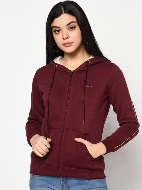 

METTLE Women Maroon Solid Sweatshirt