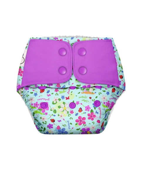 

SuperBottoms Infant Kids Turquoise Blue & Purple Printed UNO Skin-Friendly Reusable Organic Cotton Sustainable Diaper With 2 Dry Feel Pads