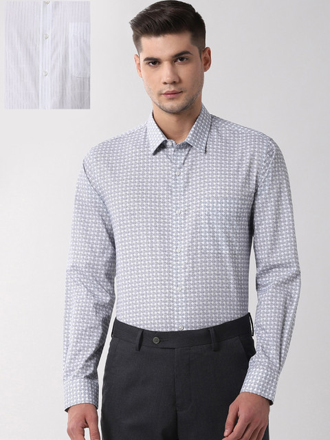 

Peter England Men Grey Slim Fit Checked Casual Shirt