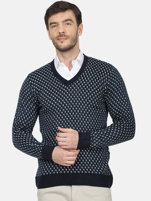 

Monte Carlo Men Black & Green Self-Design Pullover Sweater