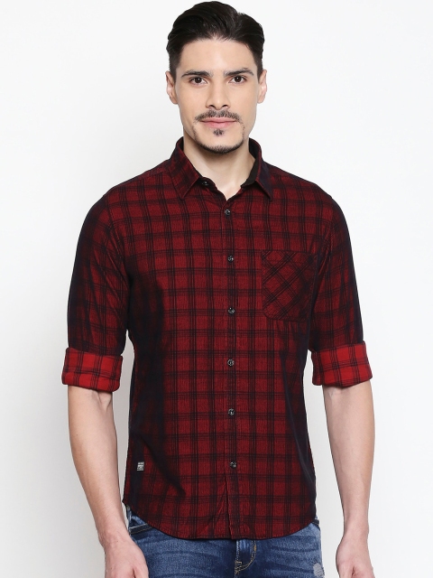

Mufti Men Red Slim Fit Checked Casual Shirt