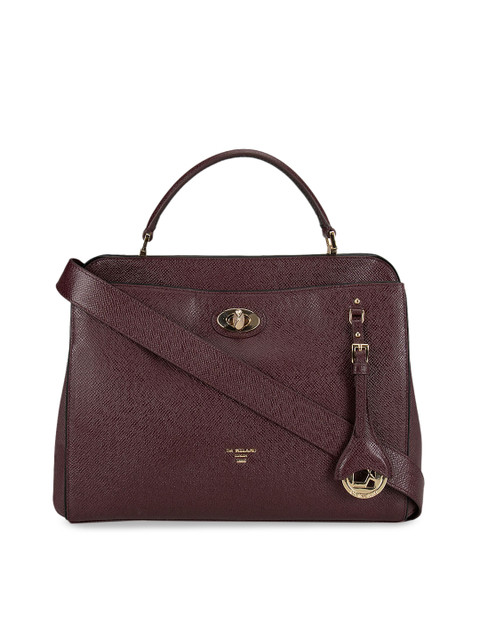 

Da Milano Maroon Textured Leather Handheld Bag