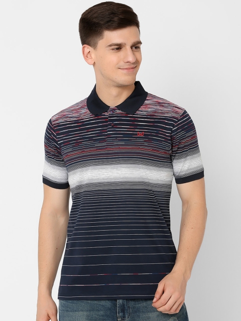 

MARCA Disati Men Navy Blue Striped Polo Collar T-shirt