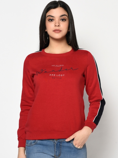 

METTLE Women Red Printed Sweatshirt
