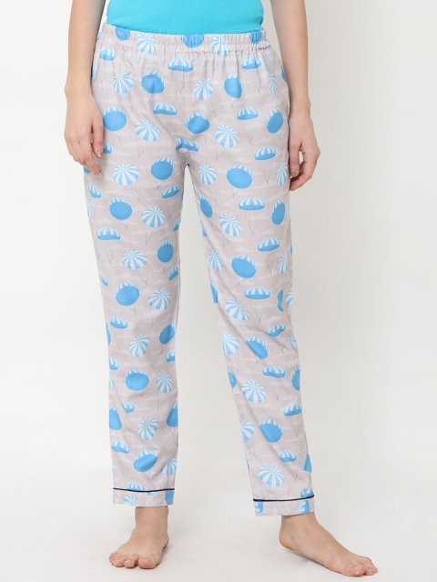 

FashionRack Women Beige & Blue Printed Lounge Pants