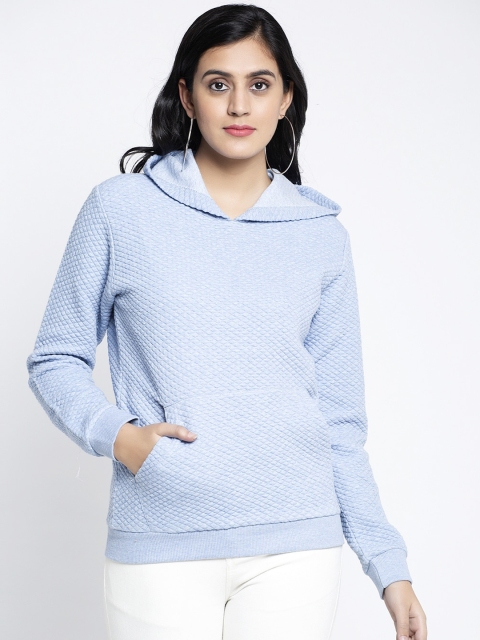

Global Republic Women Blue Self Design Hooded Sweatshirt