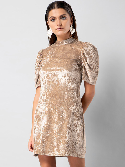 

FabAlley Women Beige Solid Sheath Dress