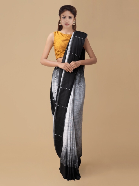 

Unnati Silks Grey Pure Linen Printed Jamdani Saree