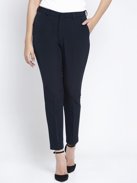 

Global Republic Women Navy Blue Regular Fit Solid Regular Trousers