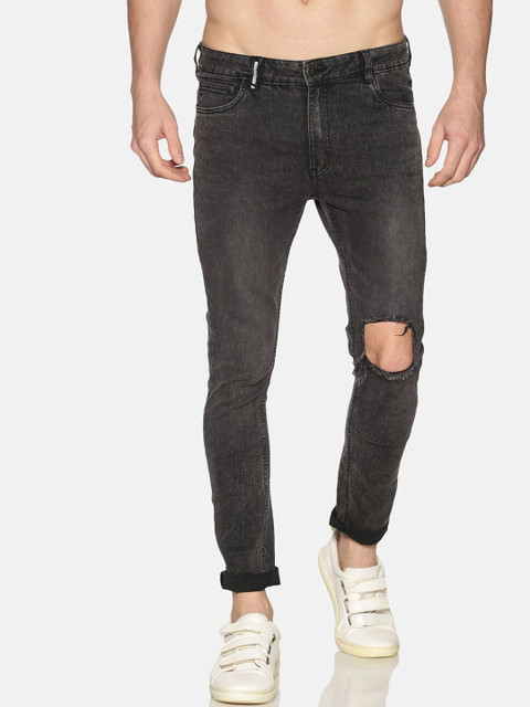 

IMPACKT Men Black Super Skinny Fit Mid-Rise Slash Knee Stretchable Jeans