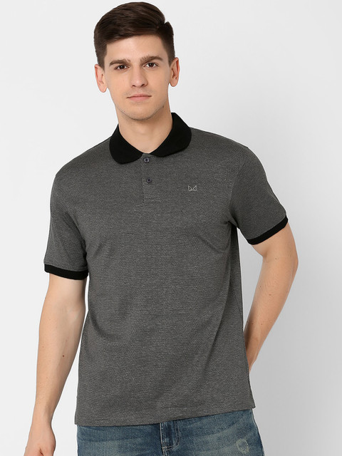

MARCA Disati Men Charcoal Grey Solid Polo Collar T-shirt