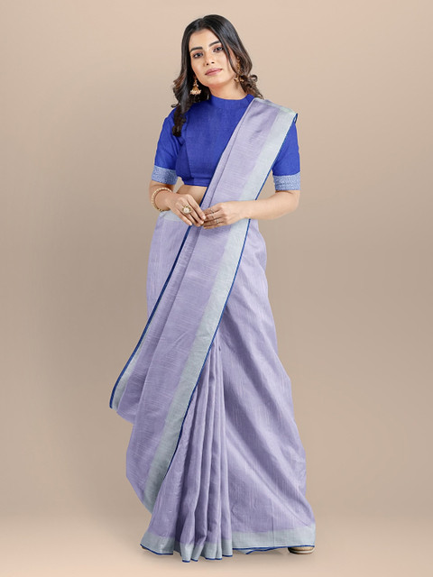 

BharatSthali Purple Pure Cotton Woven Design Jamdani Saree