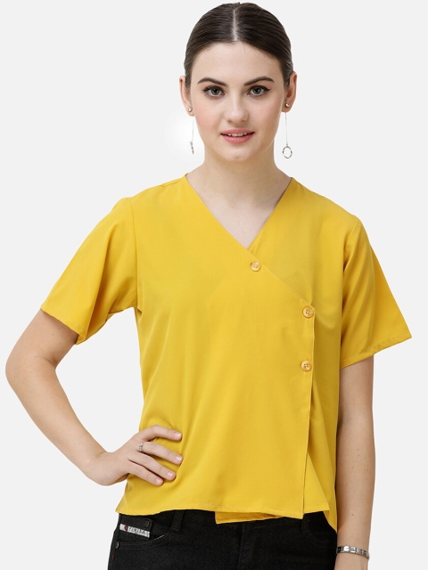 

DECHEN Women Yellow Slim Fit Solid Casual Shirt