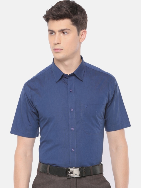 

RAMRAJ COTTON Men Navy Blue Slim Fit Solid Casual Shirt