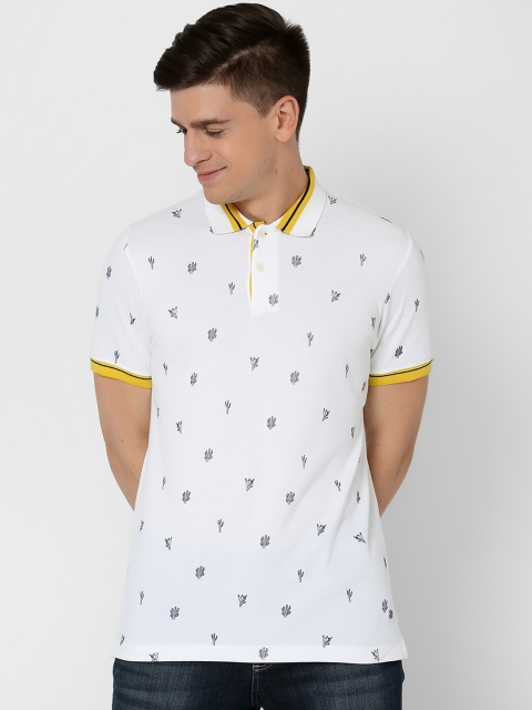 

MARCA Disati Men White Printed Polo Collar T-shirt
