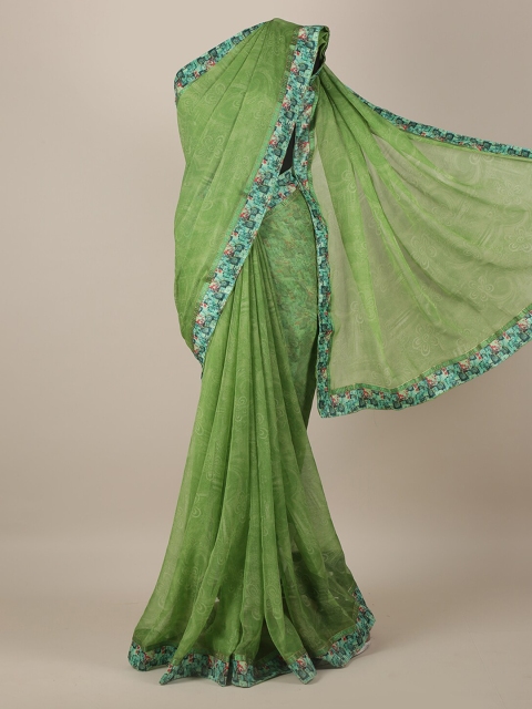 Pothys Green Woven Design Poly Georgette Saree