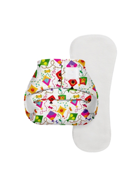 

SuperBottoms Kids White & Red Waterproof Organic Cotton Reusable Cloth Diaper
