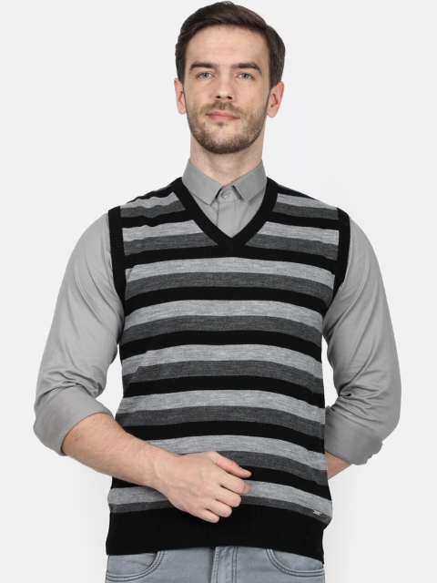 

Monte Carlo Men Black & Grey Striped Sweater Vest