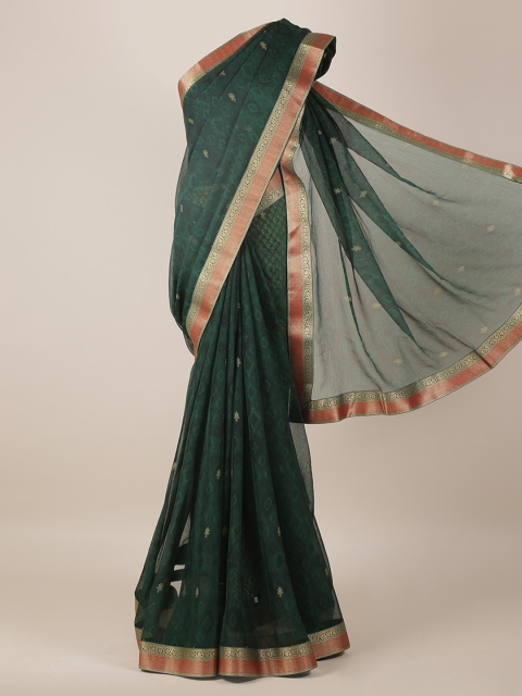 

Pothys Green Printed Poly Georgette Saree
