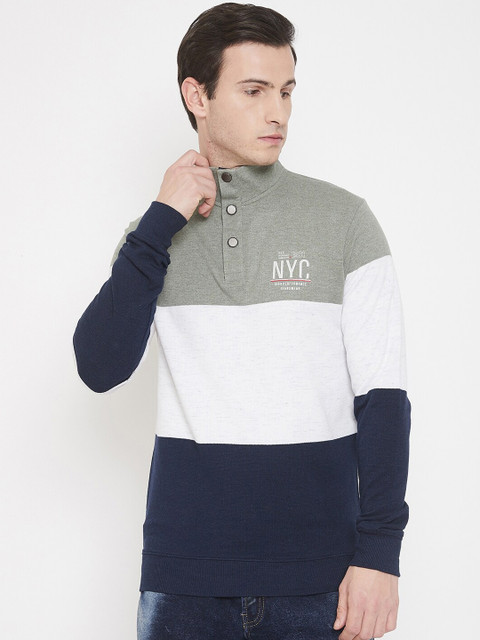 

Octave Men White Colourblocked High Neck T-shirt