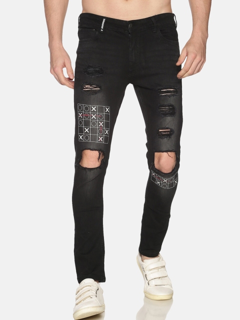 

IMPACKT Men Black Slim Fit Mid-Rise Highly Distressed Jeans