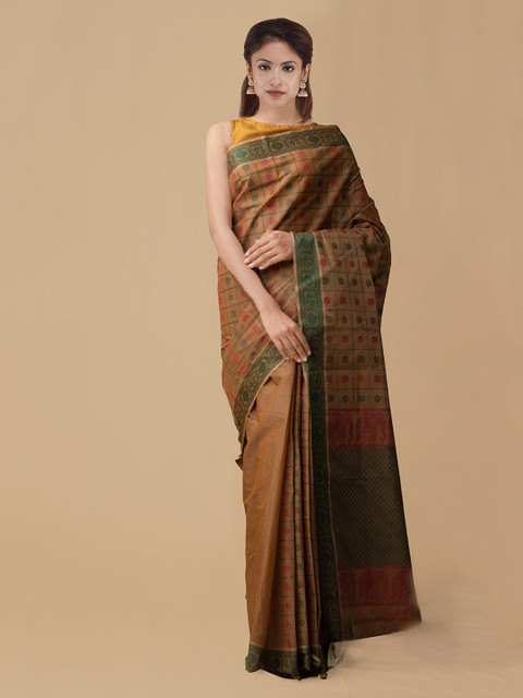 

Unnati Silks Brown Woven Design Mysore Silk Saree