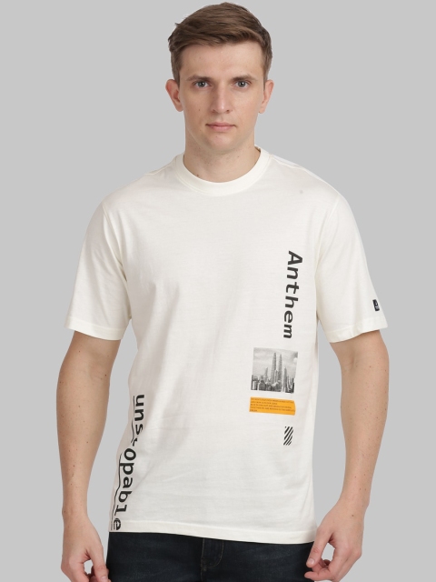 

ANTHEM Men Off-White Printed Round Neck T-shirt