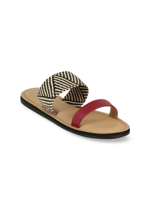 

Mode by Red Tape Women Maroon Woven Design Open Toe Flats